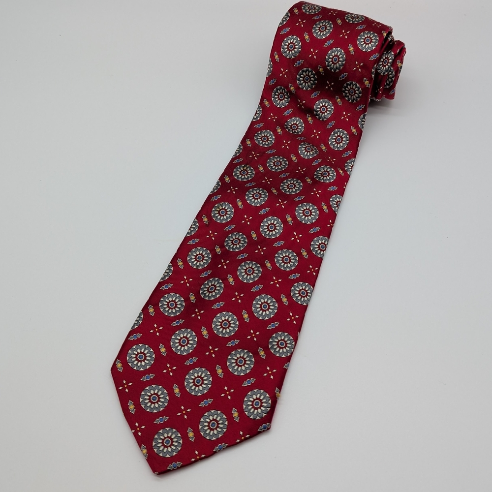Robert Talbott Best Of Class Red and Blue Silk Tie with Geometric Pattern 60 "